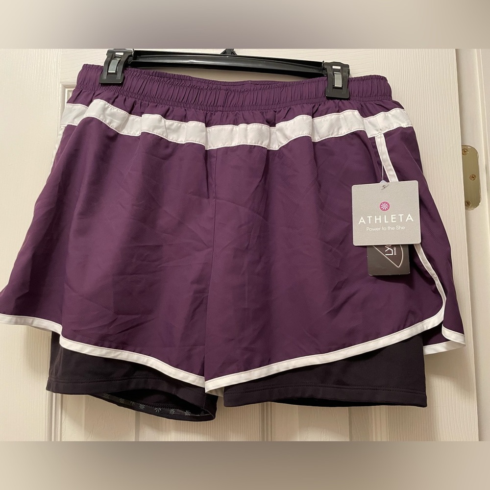 Athleta Purple Athletic Shorts with Elastic Waistband